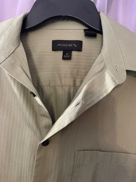 Axist Olive Button-Up Dress Shirt - Picture 2 of 4